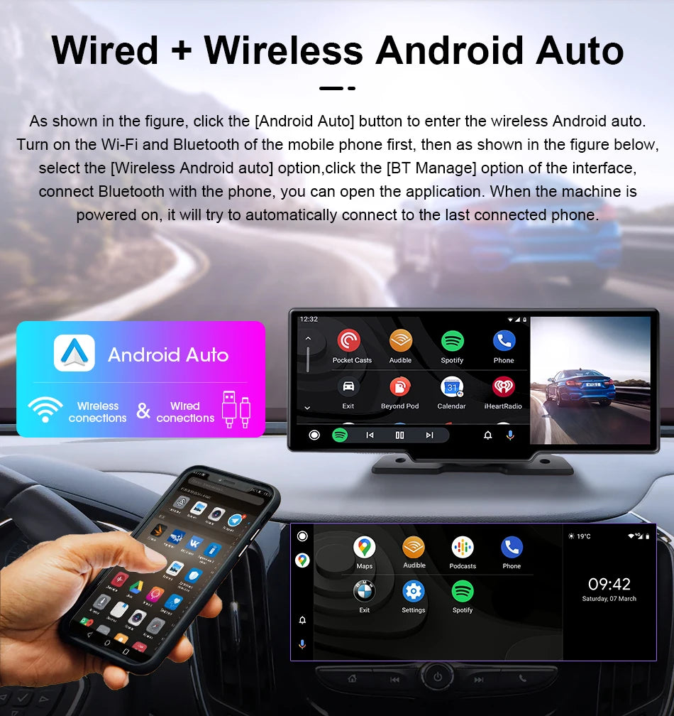 10.26'' 4K Dash Cam with Carplay & Android Auto