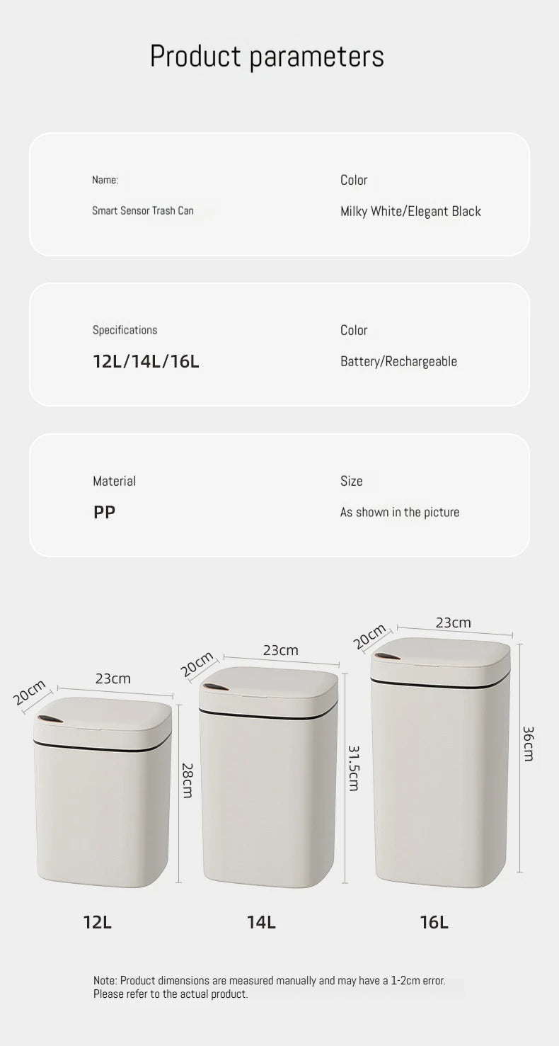 16L Smart Non-Contact Bathroom Trash Can