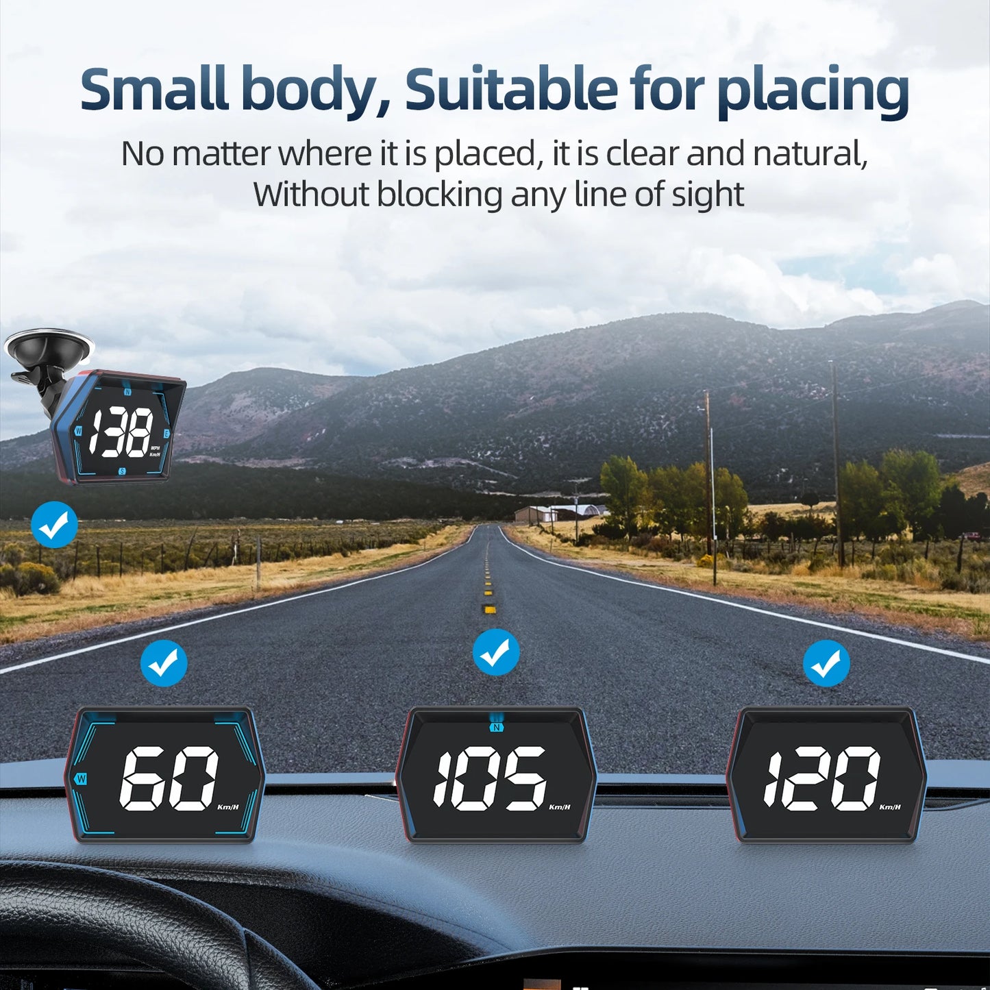 HD GPS Heads-Up Display – Speed & Compass Clarity!