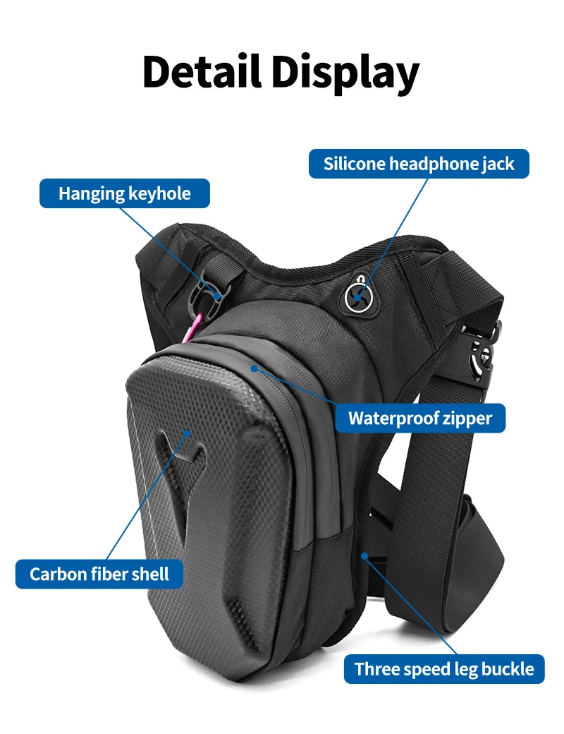 Ride hands-free with this waterproof drop leg bag!