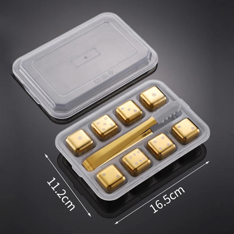 Reusable 304 Steel Whiskey Ice Cubes Set