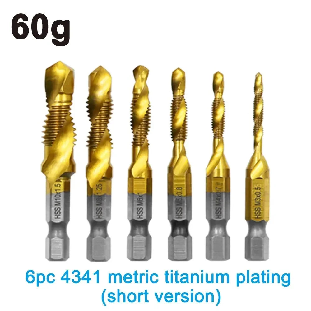 6pc Titanium Steel Tap Drill Set