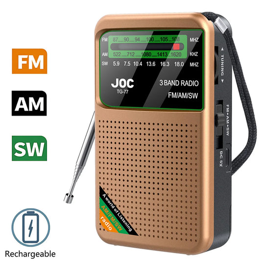 Stay tuned on the go with this mini pocket radio!