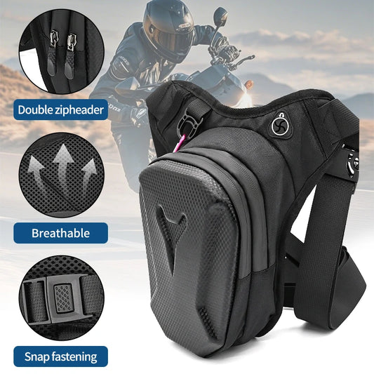 Ride hands-free with this waterproof drop leg bag!