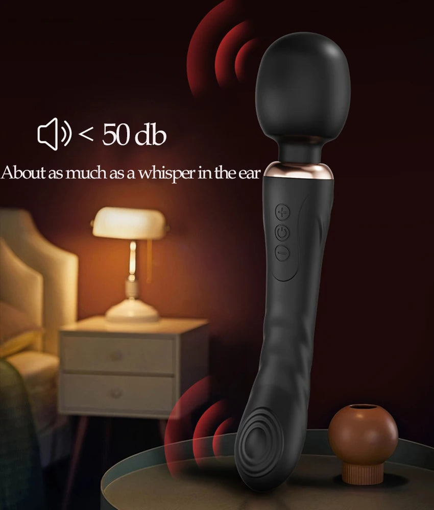 Powerful Dual Motor Silicone Dildo Vibrator Wand