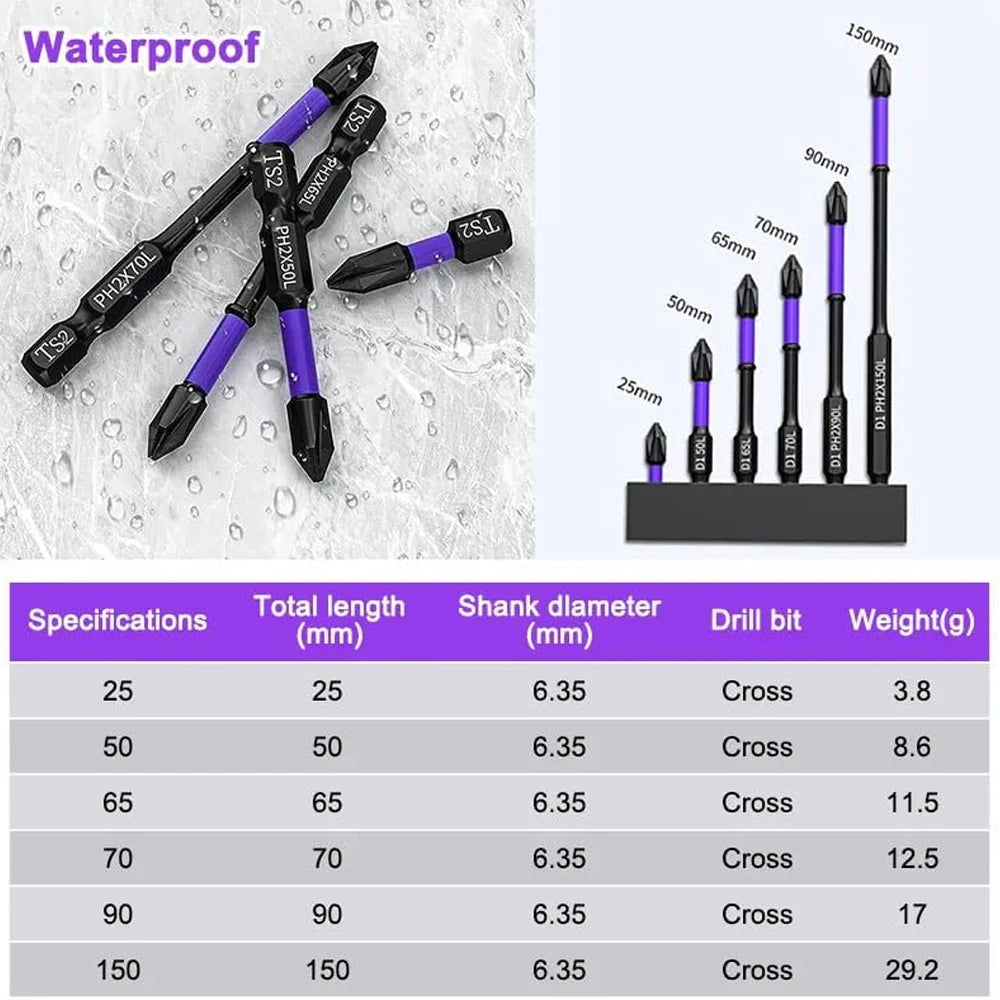 Power up with magnetic screwdriver bits, 6 or 12 pcs!