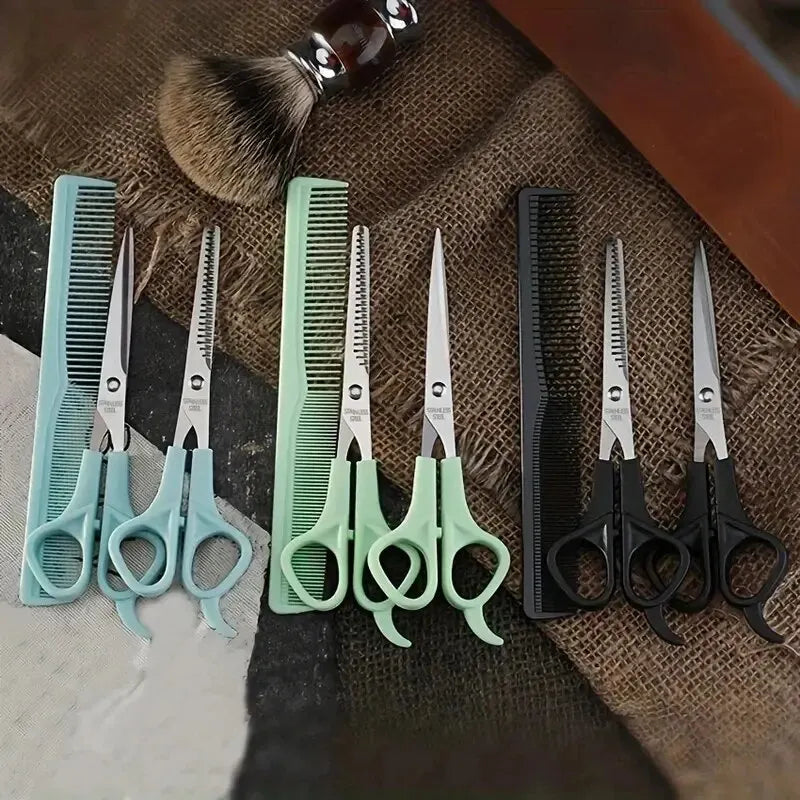 3PCS Professional Haircutting Scissors Set – Thin & Flat Trimmers