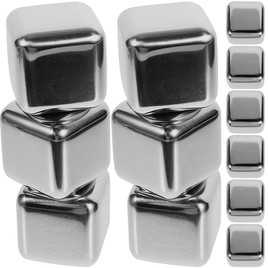 12pcs Stainless Steel Whiskey Ice Cubes Set