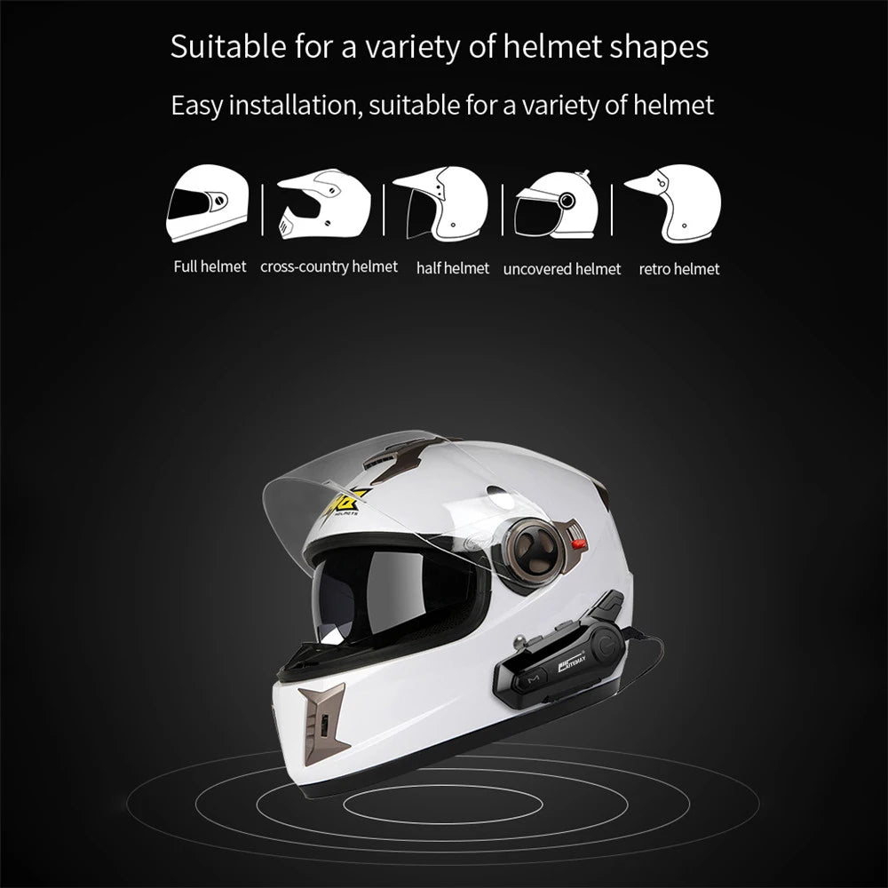 Bluetooth Motorcycle Helmet Intercom Headset 1000M