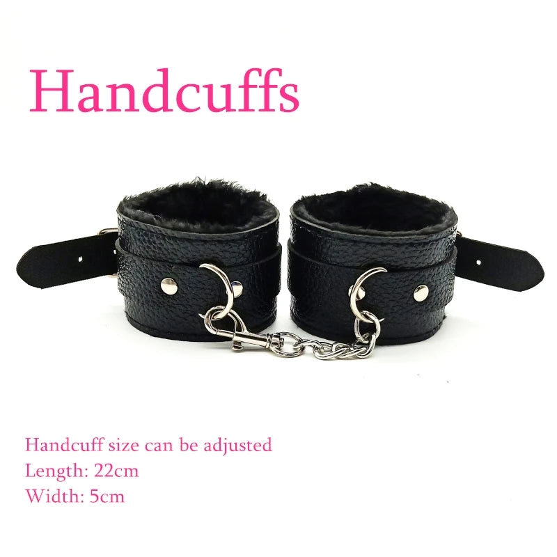 Bondage Set with Vibrator, Handcuffs & Whip