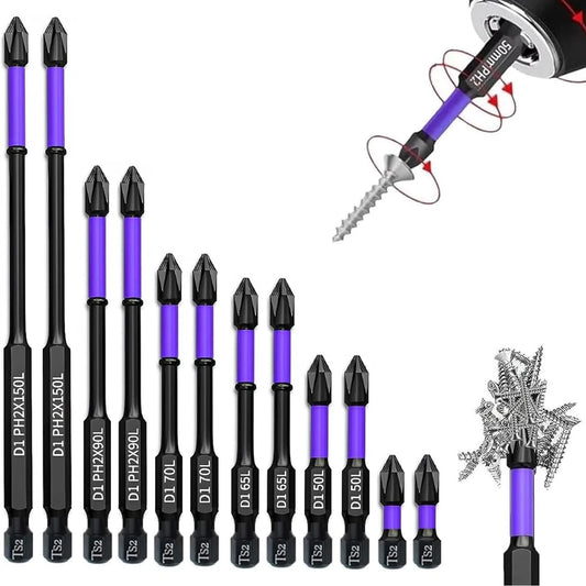 Power up with magnetic screwdriver bits, 6 or 12 pcs!