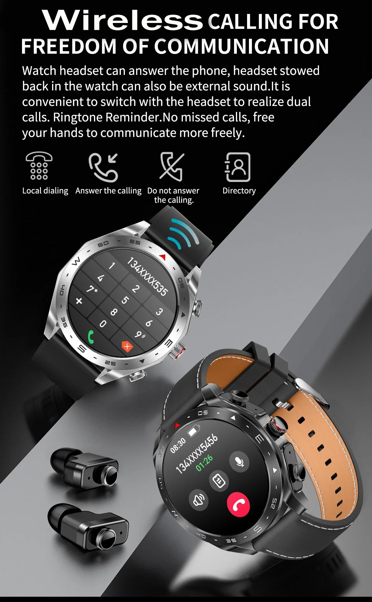Smartwatch with Built-in TWS Earbuds