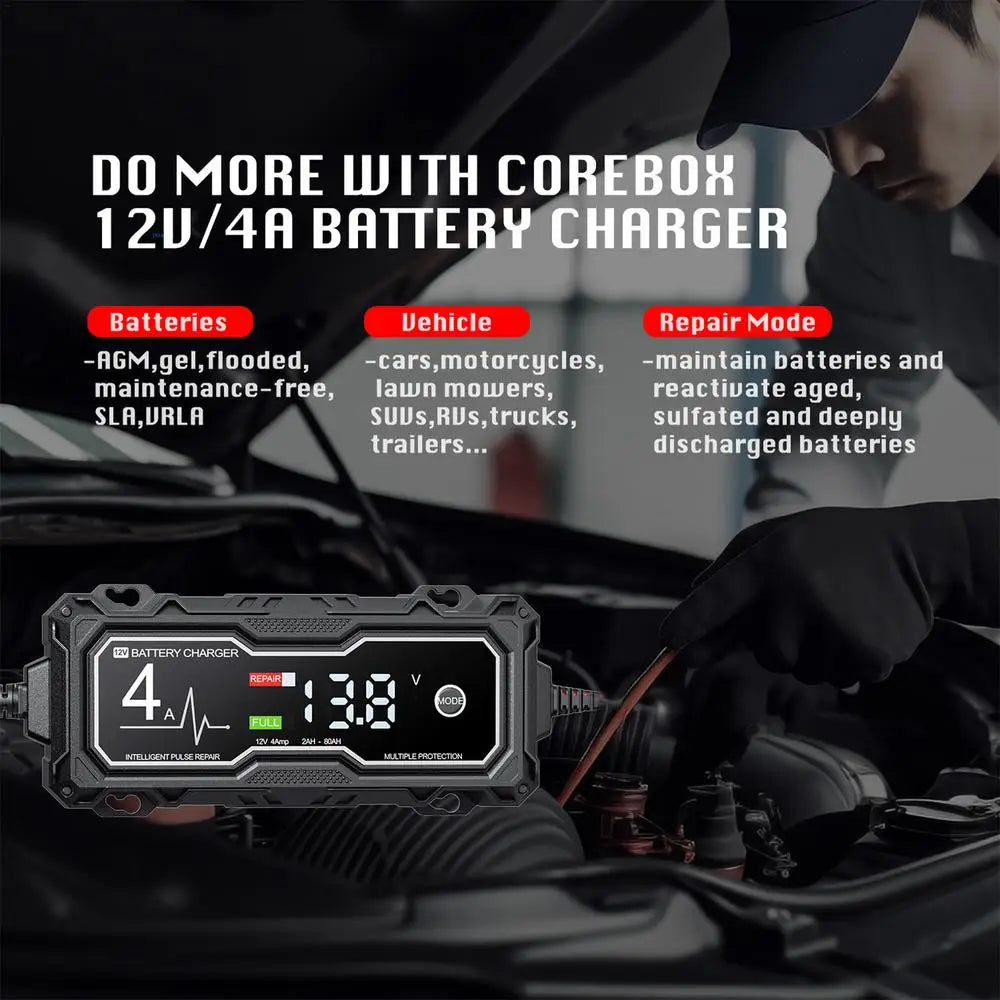 Smart Car Battery Charger & Maintainer with LED Display