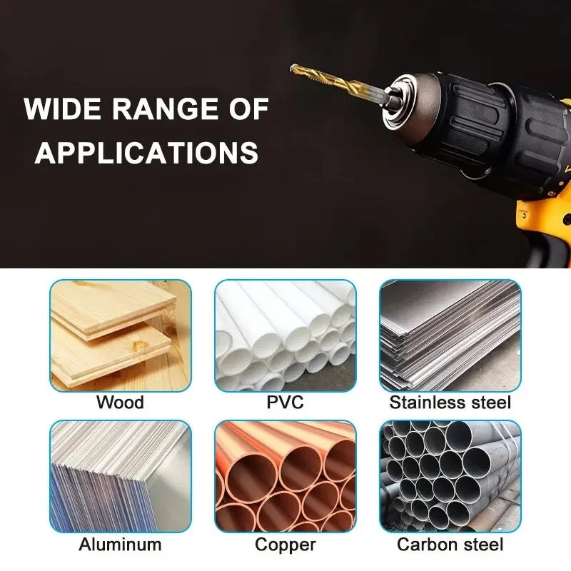 6pc Titanium Steel Tap Drill Set