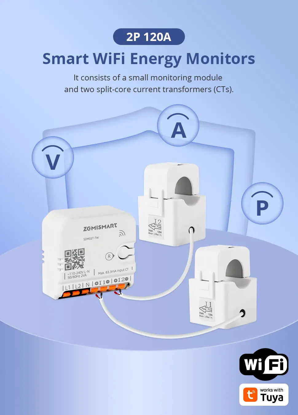 Zemismart WiFi Smart Energy Meter 120A
