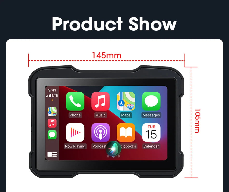 5" Motorcycle GPS DVR – Waterproof Dash Cam with CarPlay
