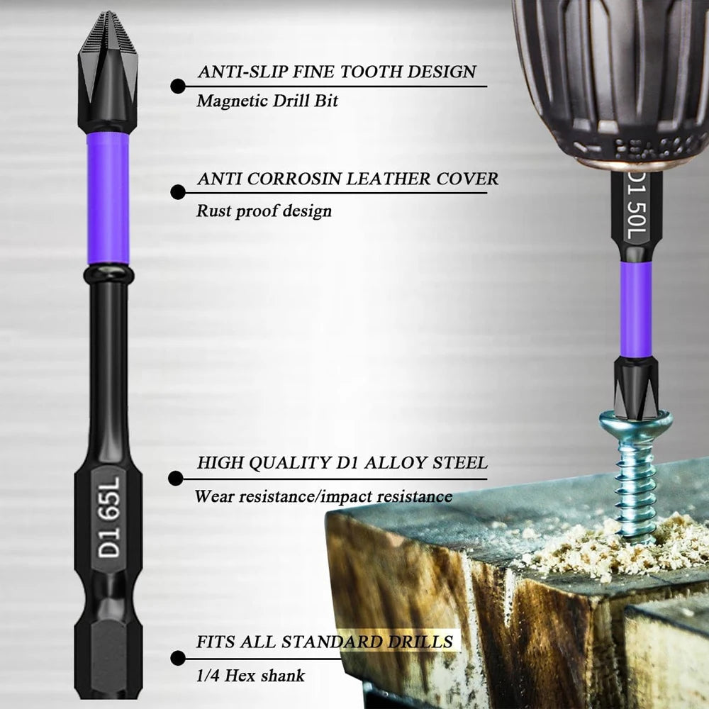Power up with magnetic screwdriver bits, 6 or 12 pcs!
