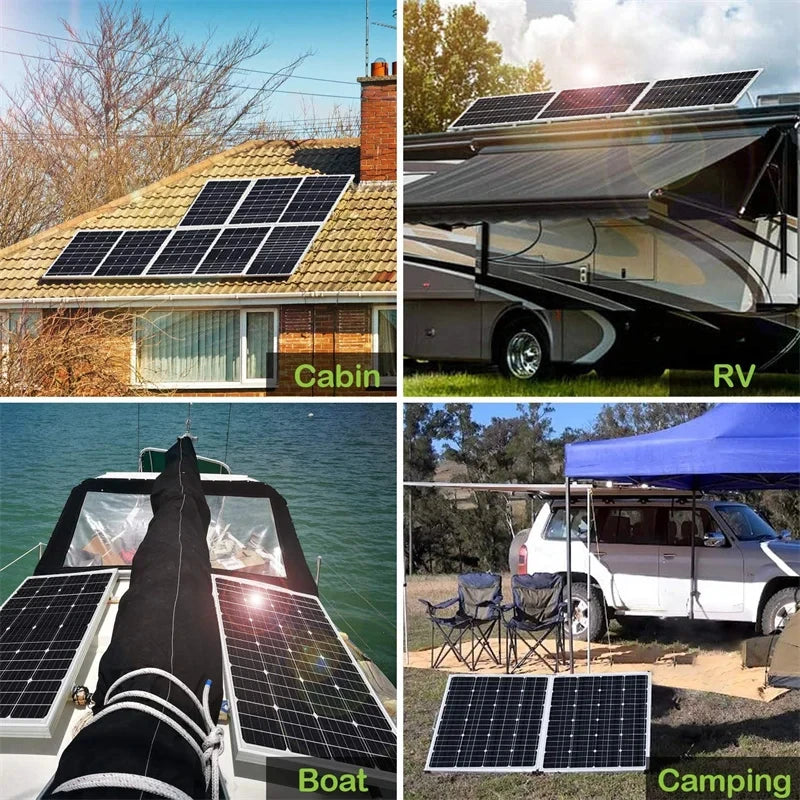 12V Solar Panel Kit with 10A-100A Controller for Outdoor Use