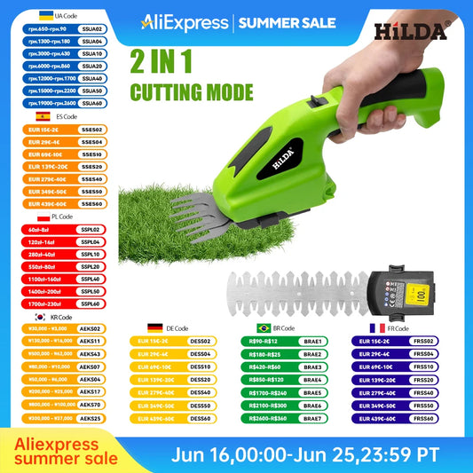 HILDA 2-in-1 Cordless Hedge & Grass Trimmer