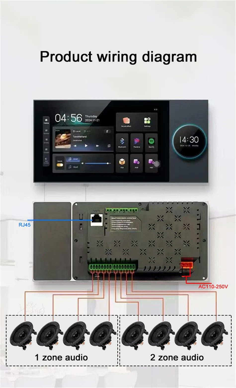 Smart In-Wall WiFi Audio System with Zigbee Hub