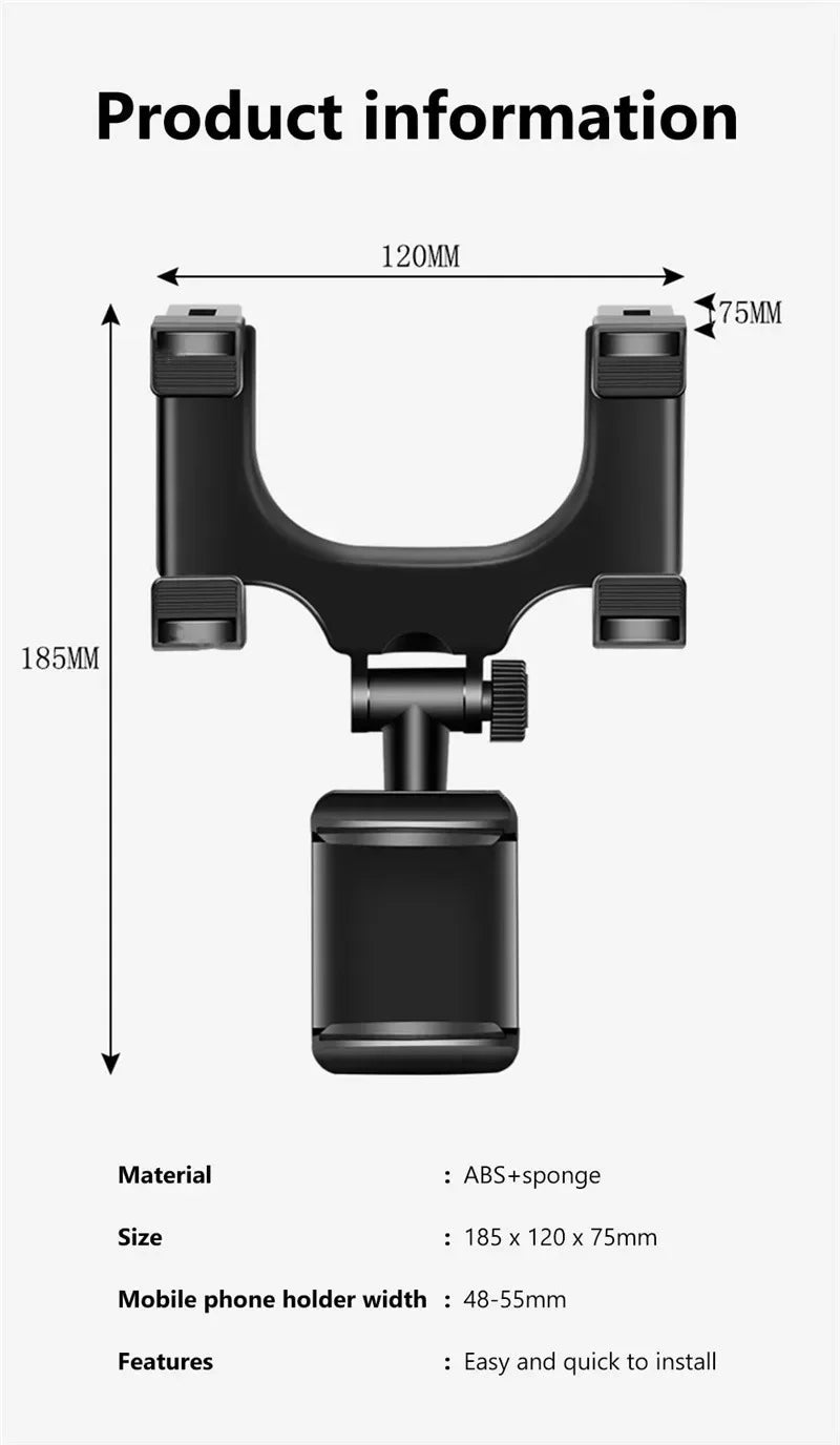 Foldable Rearview Mirror Car Phone Holder