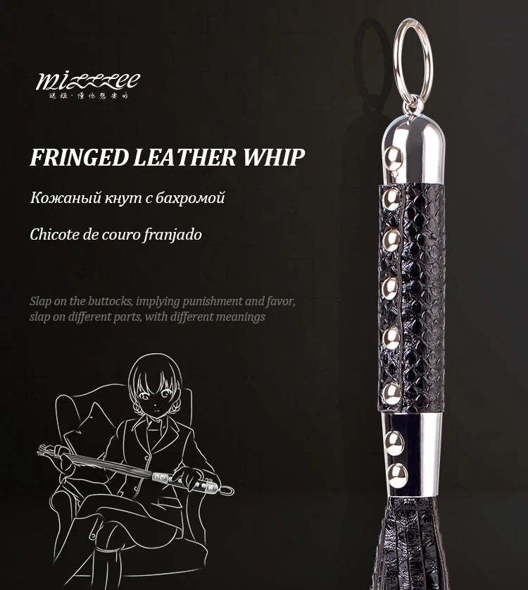 Vintage BDSM Leather Whip with Rivets