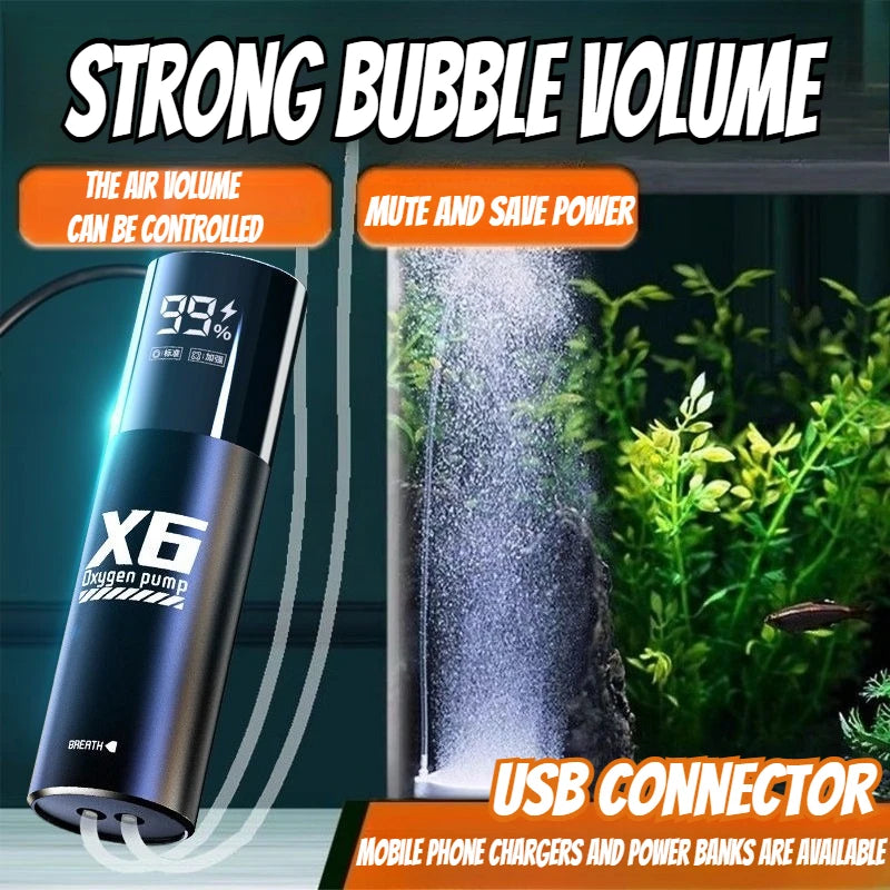 USB Rechargeable Oxygen Pump for Fishing & Aquarium