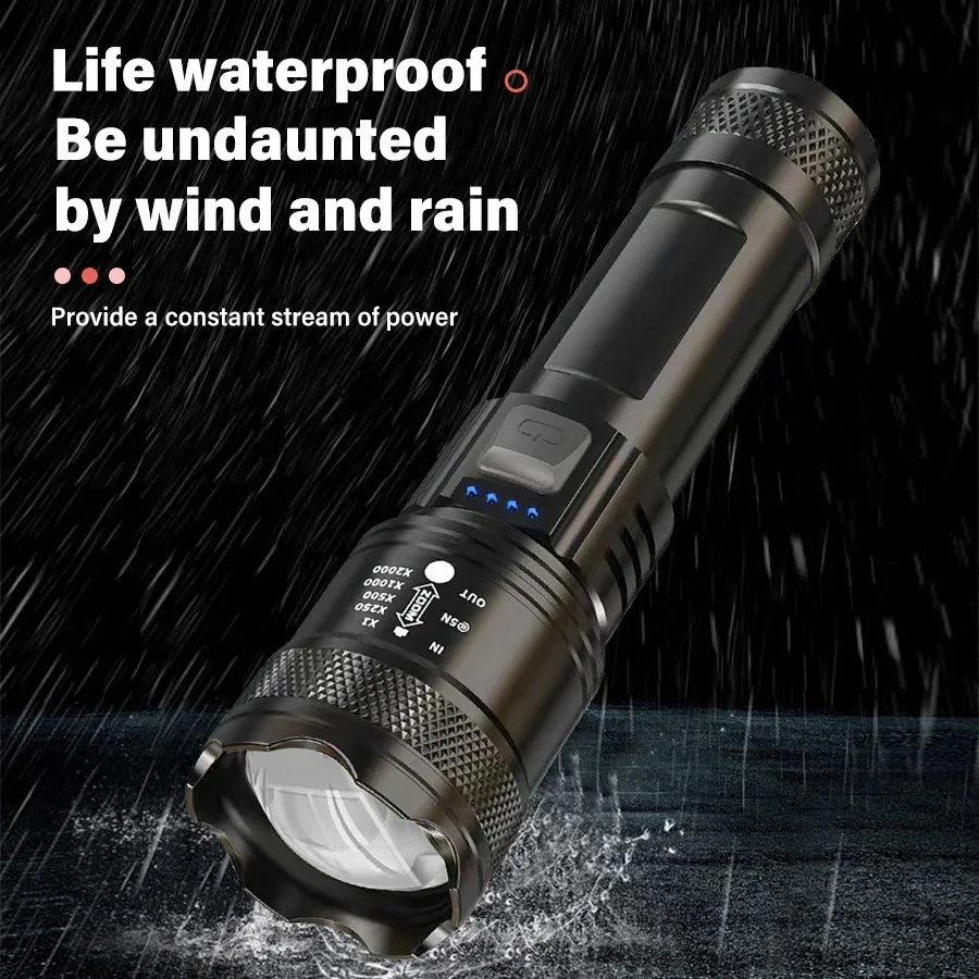 2000LM Tactical LED Flashlight USB Rechargeable