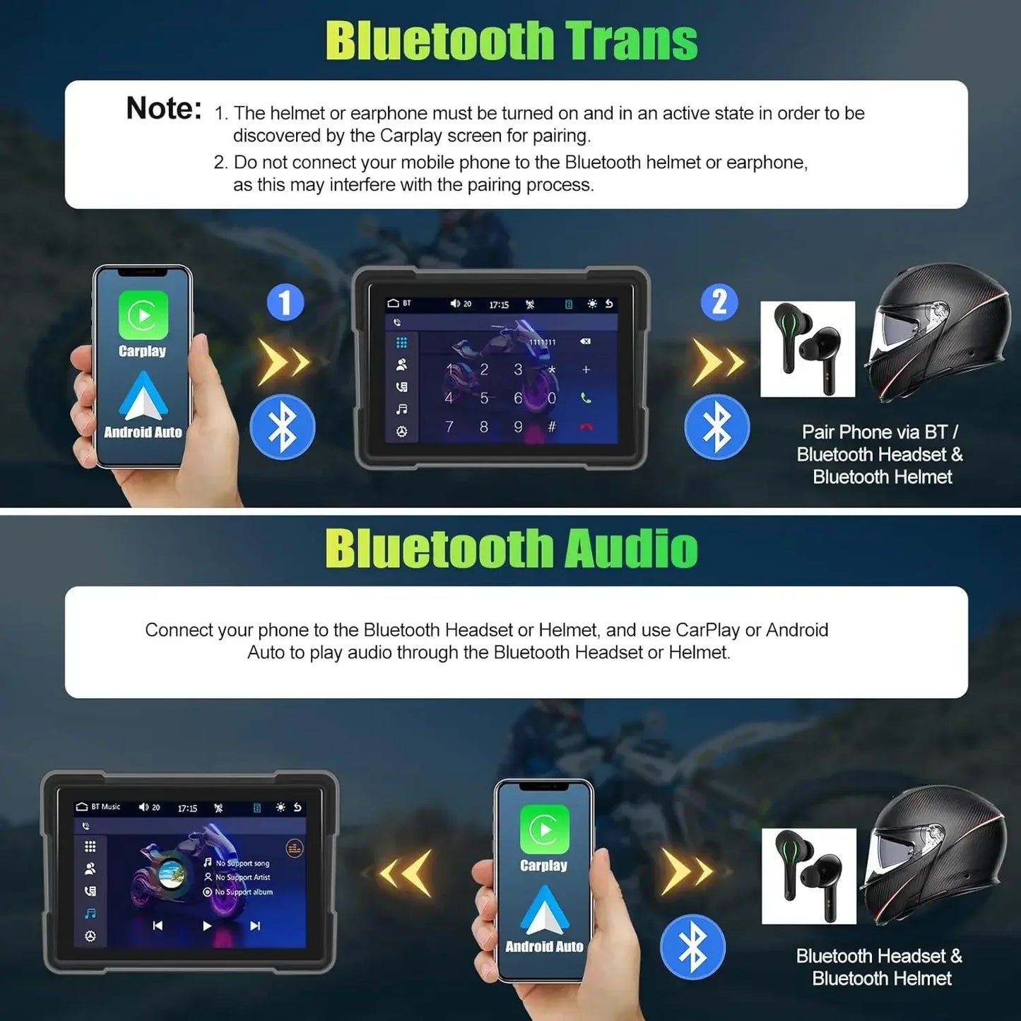 5" Motorcycle GPS DVR – Waterproof Dash Cam with CarPlay