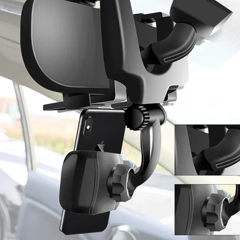 Foldable Rearview Mirror Car Phone Holder