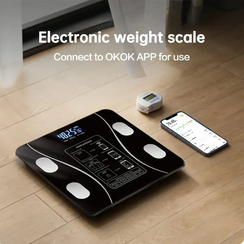 Wireless Smart Body Fat Scale – Black Digital Display