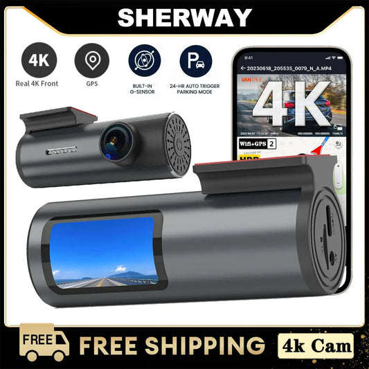 4K WiFi GPS Dash Cam – Mini Car DVR with Parking Mode