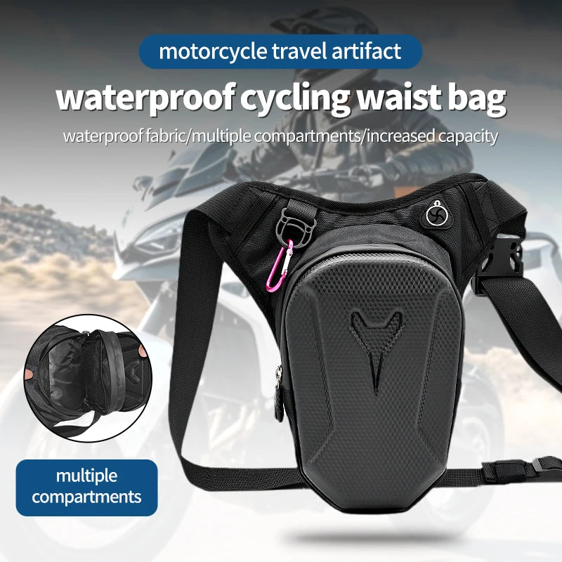 Ride hands-free with this waterproof drop leg bag!