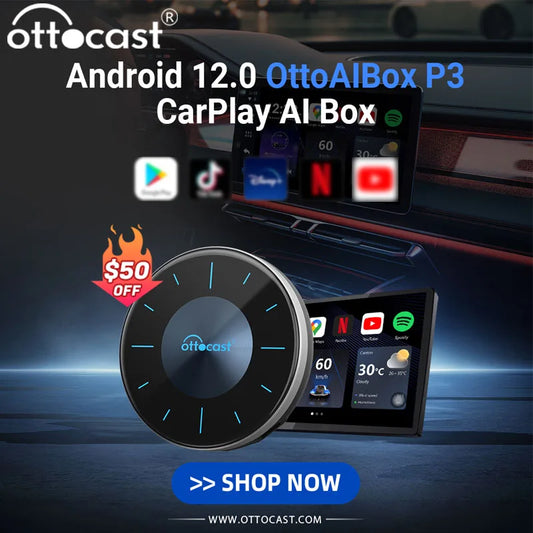 Ottocast P3 AI Box – Upgrade Wired CarPlay to Wireless Smart Hub!