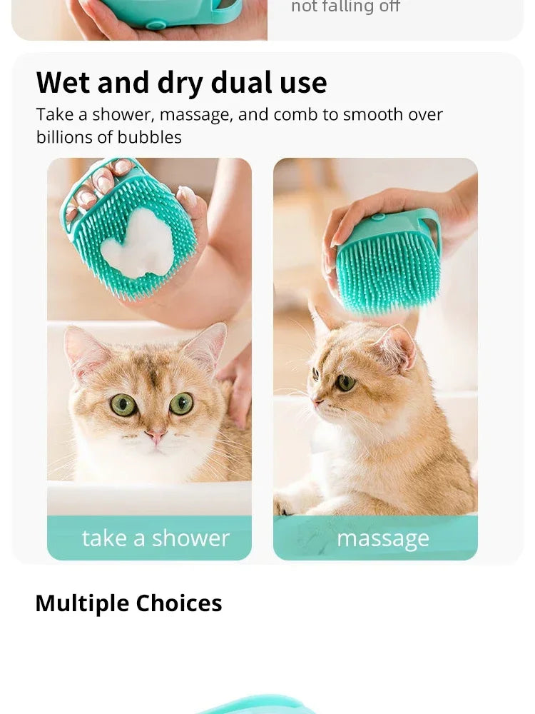 Soft Silicone Pet Bath Brush – Wash & Massage in One!
