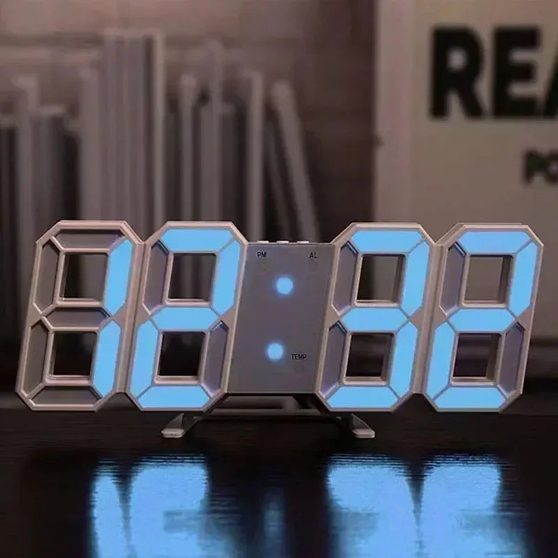 3D Digital Wall Clock Decoration for Home Glow Night Mode