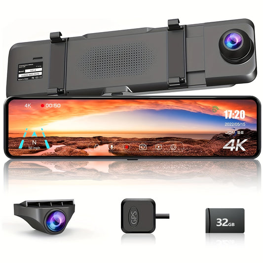 4K Mirror Dash Cam – Dual Cameras with 11" Touchscreen - Clickilix