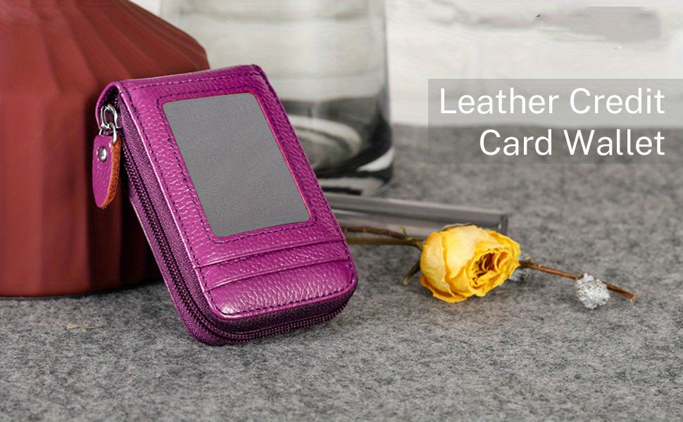 RFID Leather Wallet with Zipper for Men