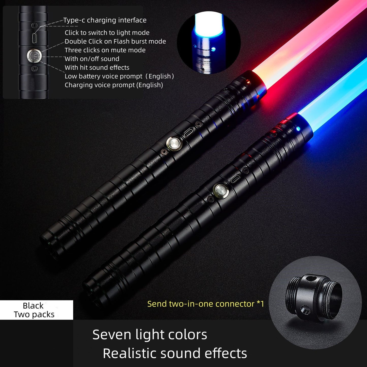 Rechargeable LED Light Sword with Metal Handle