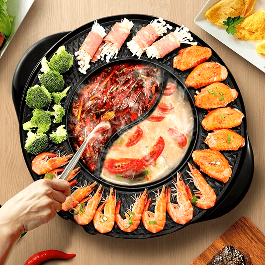 Electric Smokeless BBQ Grill & Hot Pot Duo