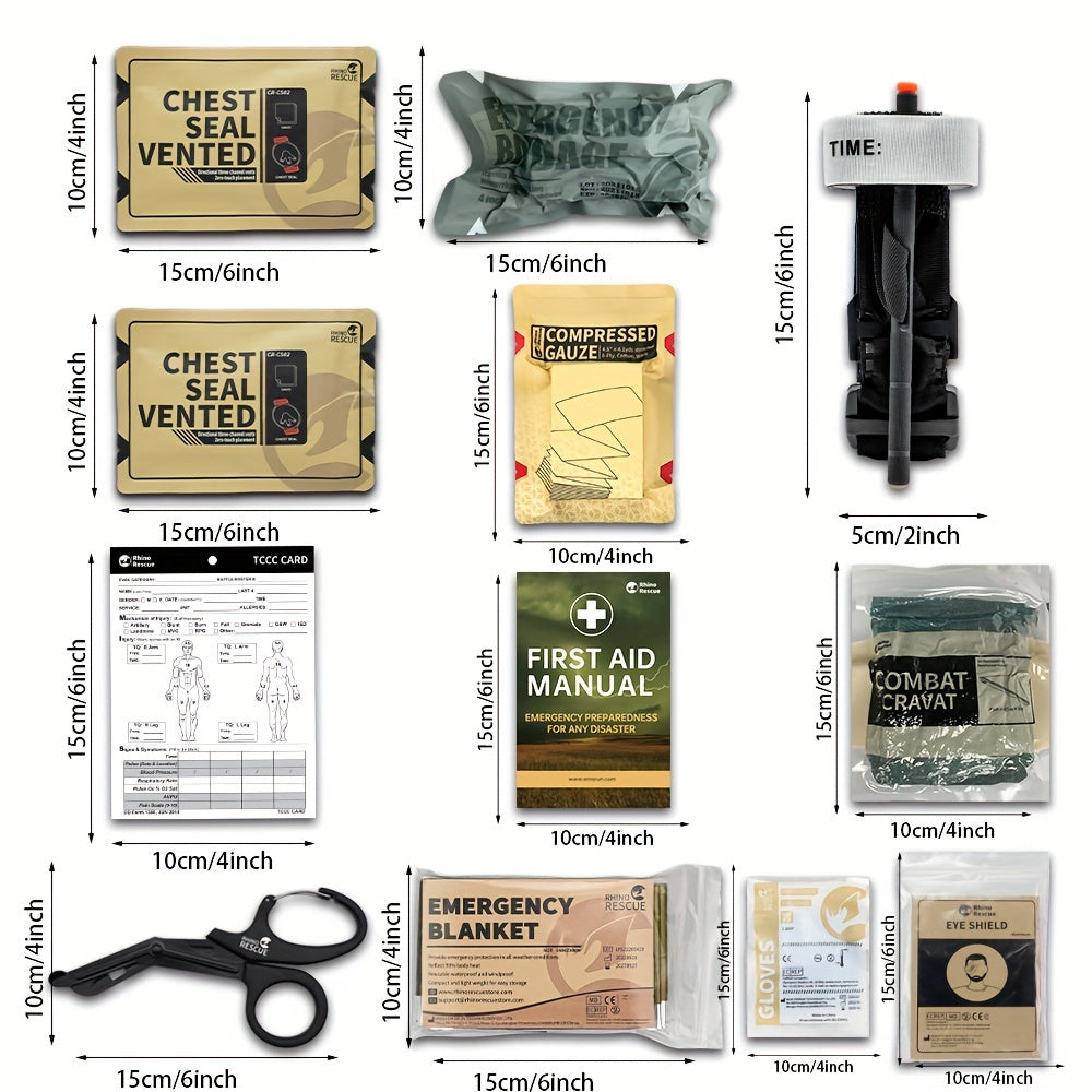 Rhino Rescue 11pcs Tactical Trauma First Aid Kit