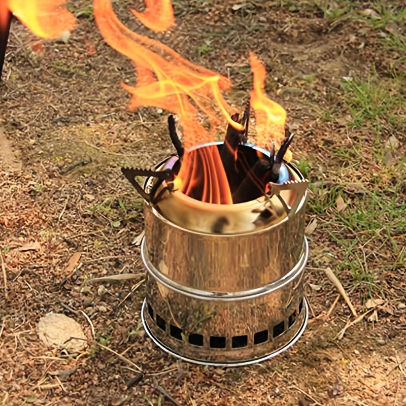 Mini Stainless Steel Camping Stove – Wood Burning