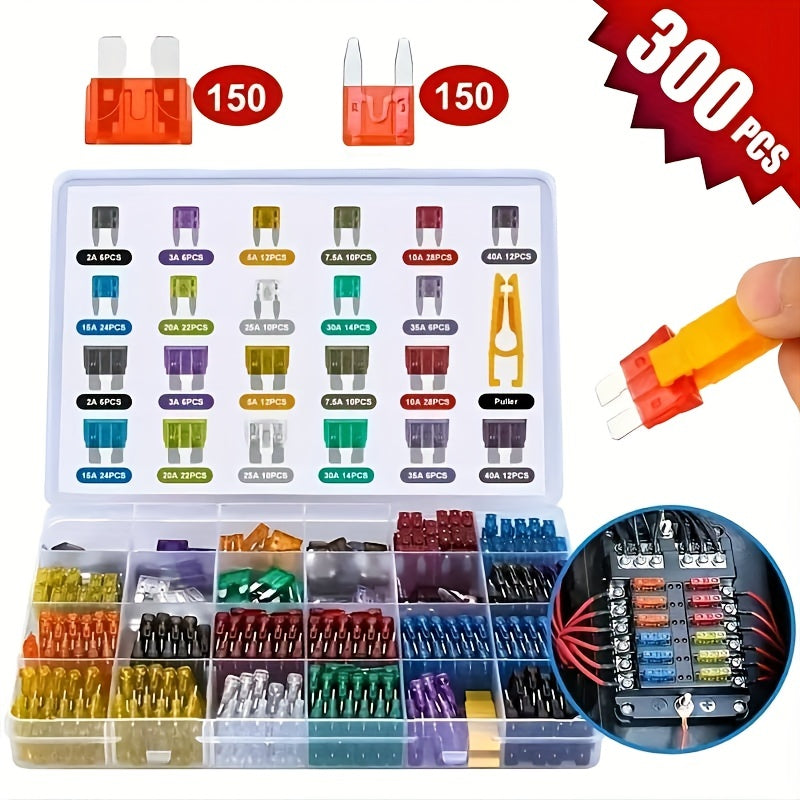 300pcs Car Blade Fuse Assortment Kit Set - Clickilix