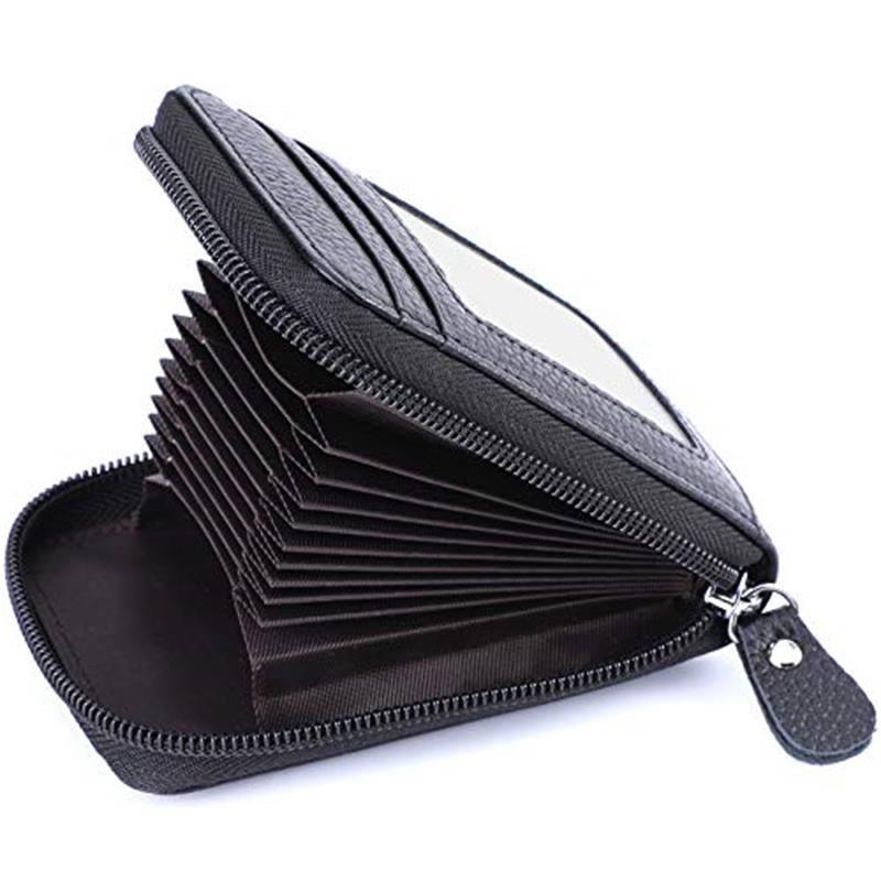 RFID Leather Wallet with Zipper for Men