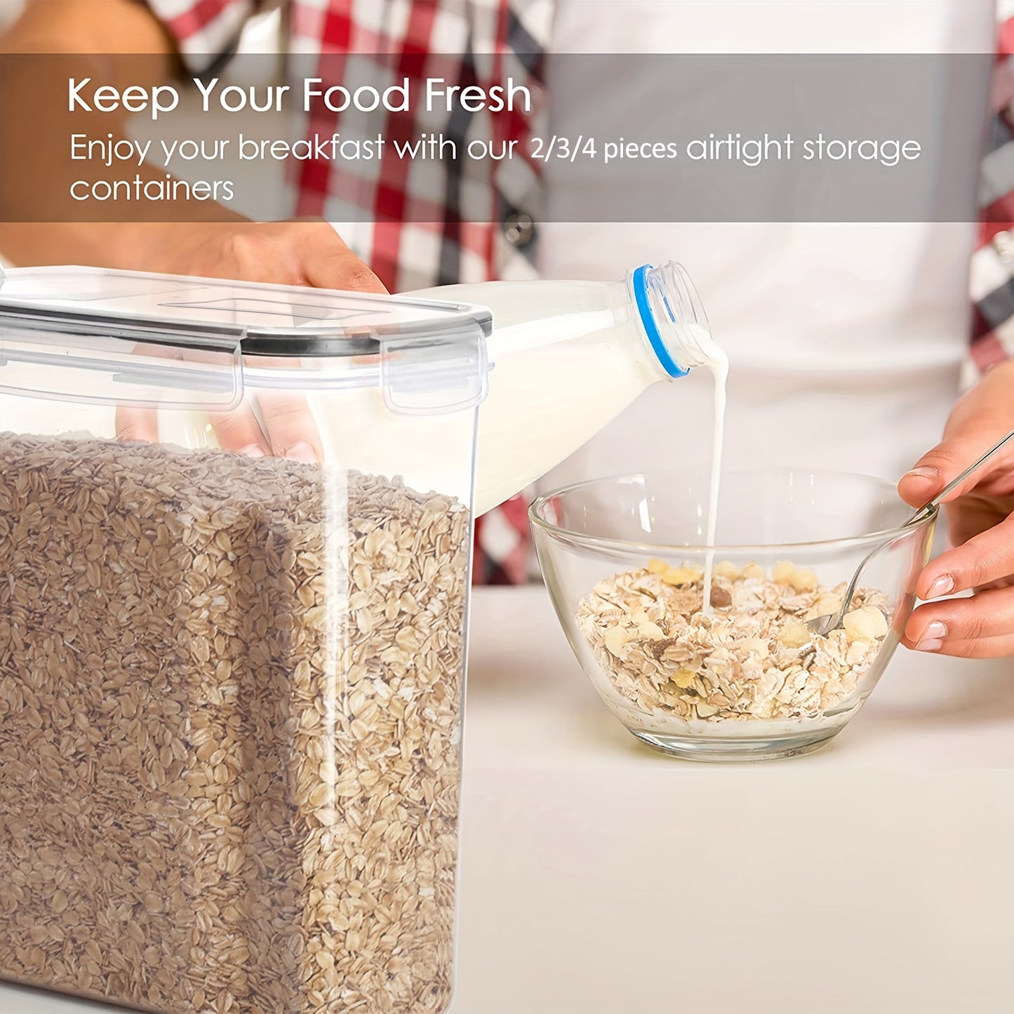 4-Pack Airtight Cereal Storage Containers with Labels - Clickilix