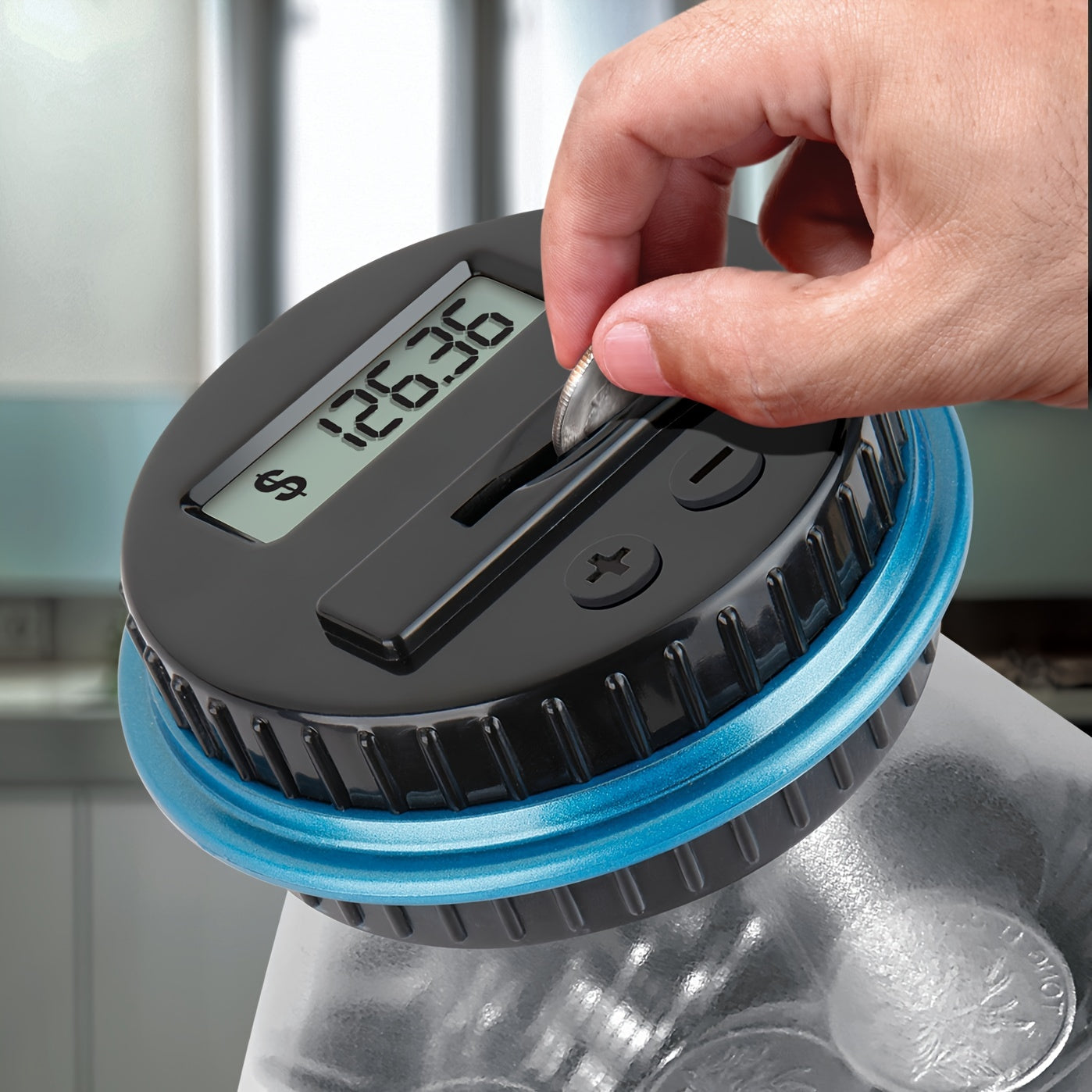 Digital Coin Counting Jar – 800+ Capacity, Fits All US Coins - Clickilix