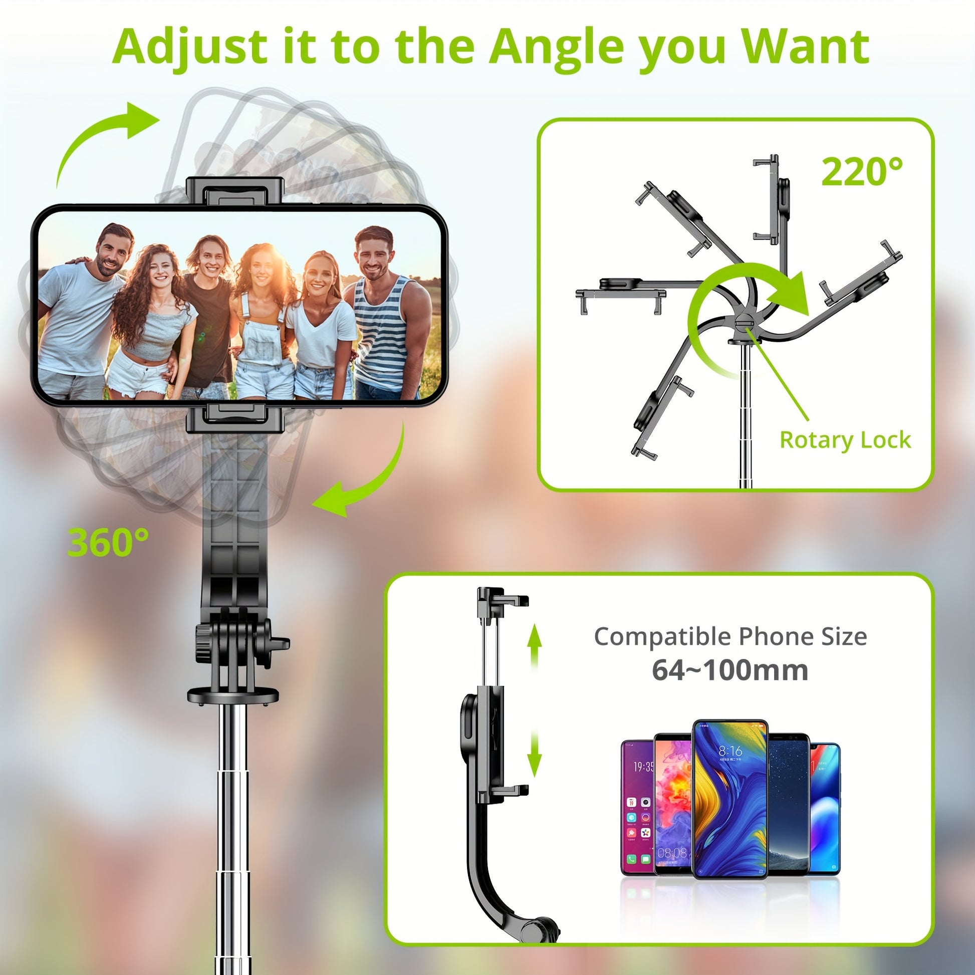 44-Inch Selfie Stick Tripod with Wireless Remote Control - Clickilix