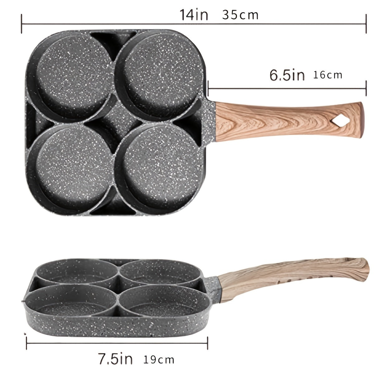 Non-Stick Egg & Burger Frying Pan with Wooden Handle - Clickilix