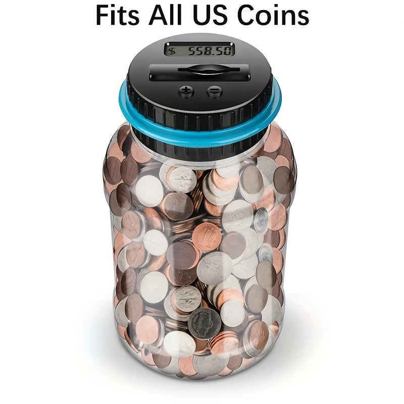 Digital Coin Counting Jar – 800+ Capacity, Fits All US Coins - Clickilix