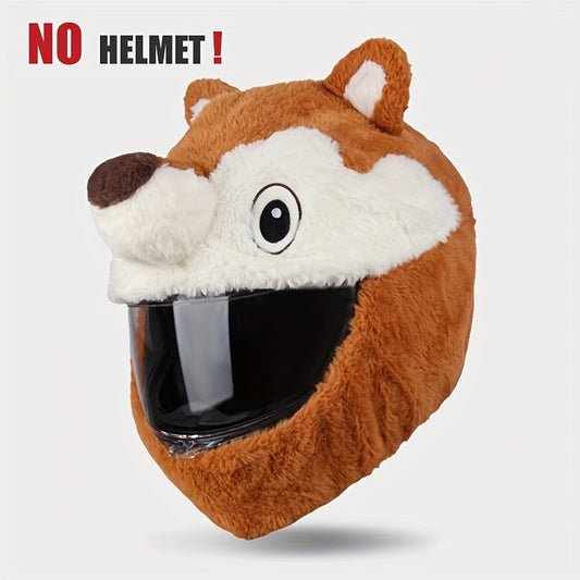 Cute Fox Plush Motorcycle Helmet Cover – Soft & Warm Liner